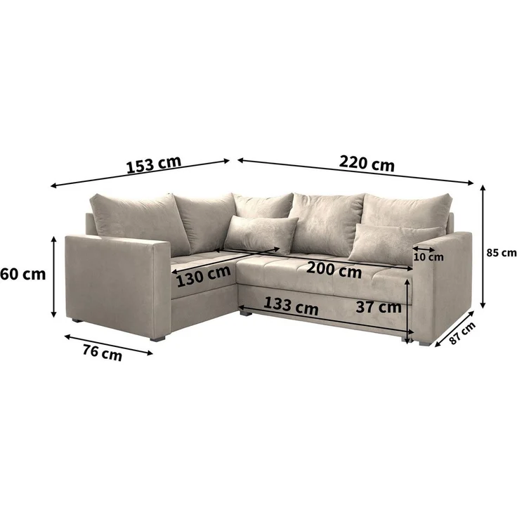 Masseno Ecksofa LIRENO mit Schlaffunktion L-Form, Sofa mit Bettkasten – Bild 2