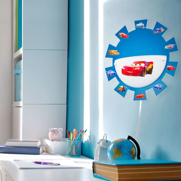 Nachtlicht, Kinderzimmer, blau, weiß, Cars Sticker, D 35cm – Bild 3