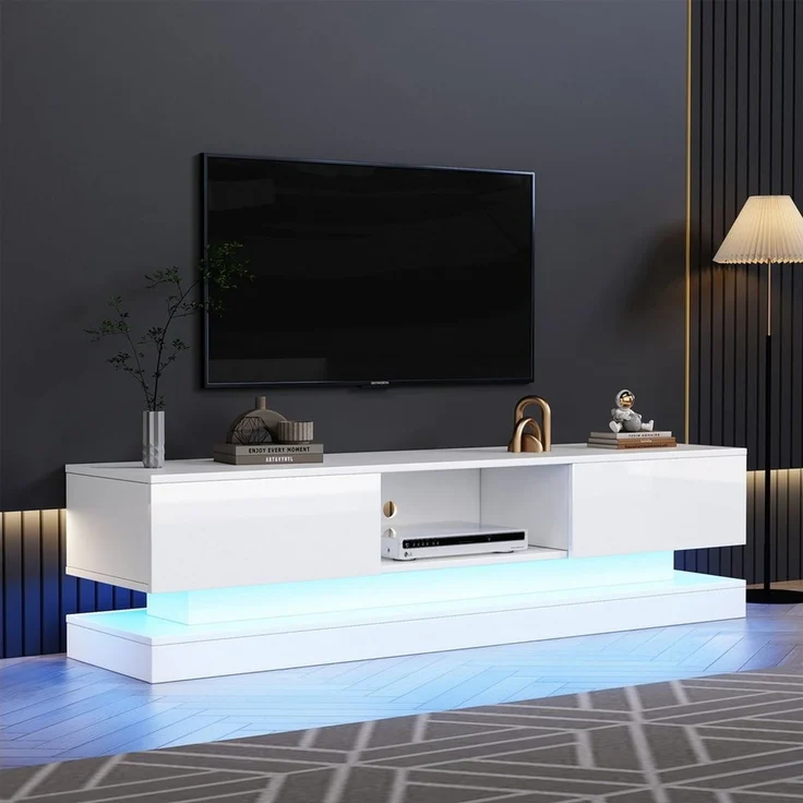 STILVORA Lowboard mit LED&Schubladen,TV-Schrank TV-Ständer Hochglanz mit Kippschutz (TV-Schrank hochglanz, TV-Board, 1 St, Breite:160cm), mit LED-Beleuchtung, 2 Schubladen, App-Steuerung, Anti-Kipp-Design – Bild 5