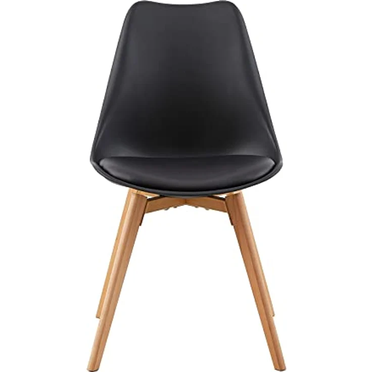 EGGREE 4er Set Esszimmerstühle mit Massivholz Buche Bein, Retro Design Gepolsterter lStuhl Küchenstuhl Holz, Schwarz – Bild 7