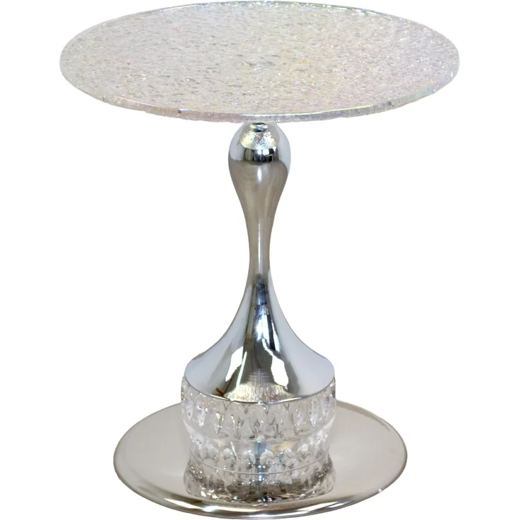 Beistelltisch Rund Glas Chrom 51cm – Strukturglas Tisch Modern Elegant Luxus – Bild 3