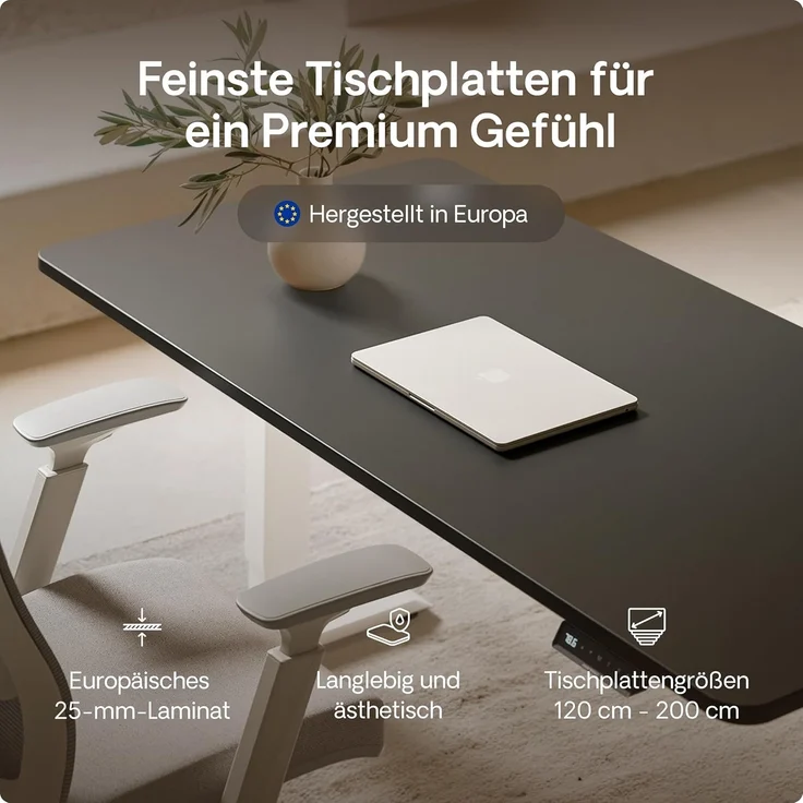 Höhenverstellbarer Schreibtisch - Höhenverstellbar Elektrisch mit Flüsterleisem Dual-Motor & Touchscreen - Hohe Tragfähigkeit - Stehtisch von Desktronic, Weiß + Schwarz, 160x80 cm – Bild 8