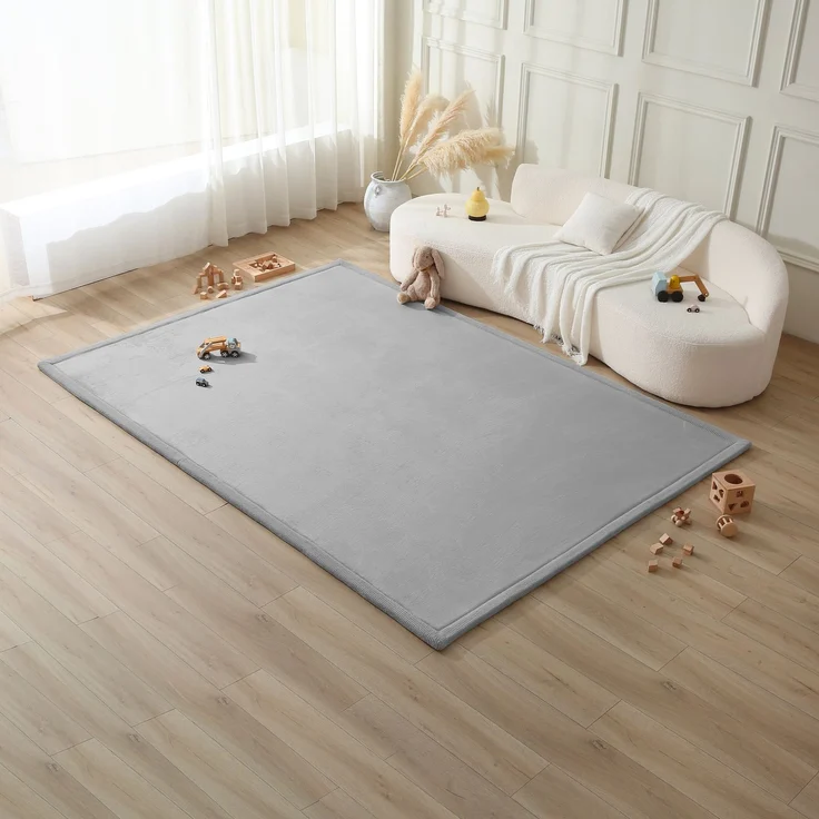 Wolkenweiche Spielmatte Baby 280x200x2,5cm, Grau– Kinderzimmer Teppich mit hochwertigem Memory-Schaum – Krabbelmatte Baby mit Rutschfester Unterseite – Krabbeldecke, Kinderteppich, Tatami Matte – Bild 7