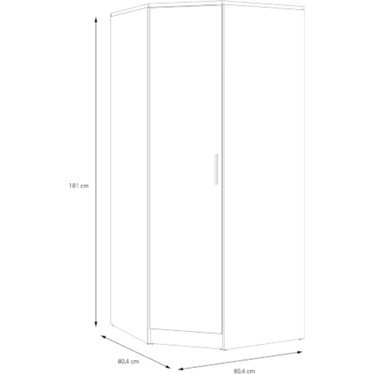 Forte Panama Eck-Kleiderschrank 80, moderner Drehtürenschrank, 1-türig, Stauraumlösung, Holzwerkstoff, Cabezone Eiche Holzdekor, 80,4 cm breit x 181 cm hoch x 80,4 cm tief – Bild 2