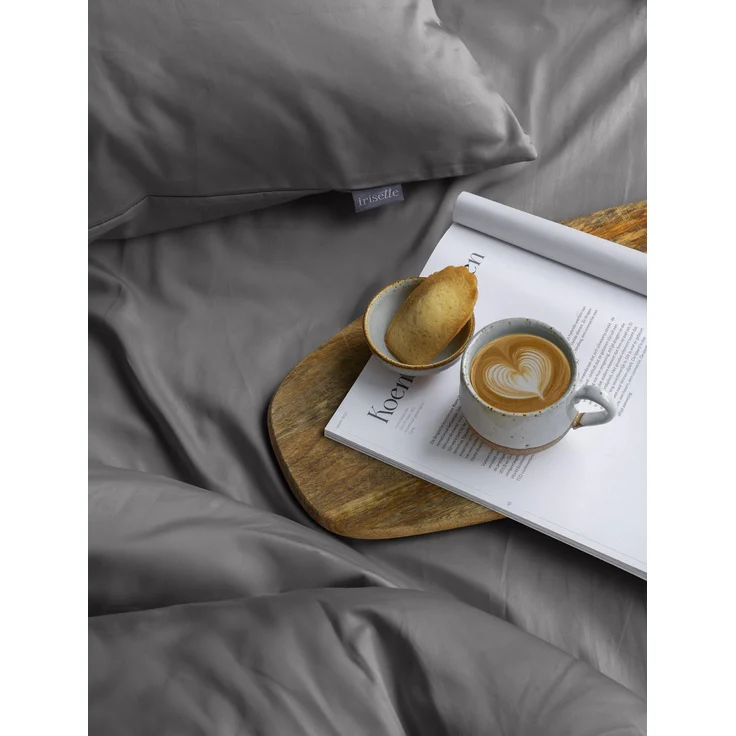 Irisette Mako-Satin uni Bettwäsche Set uni Paris 8000 grafit 135x200 cm + 1 x Kissenbezug 80x80 cm – Bild 3