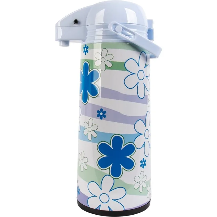 EUROHOME Pump-Isolierkanne EUROHOME Airpot Isolierkanne 1,9L – Thermoskanne Flowers, 1,9 l, (Pumpkanne 1,9l), Vielseitige Isolierkanne für Kaffee, Tee und mehr