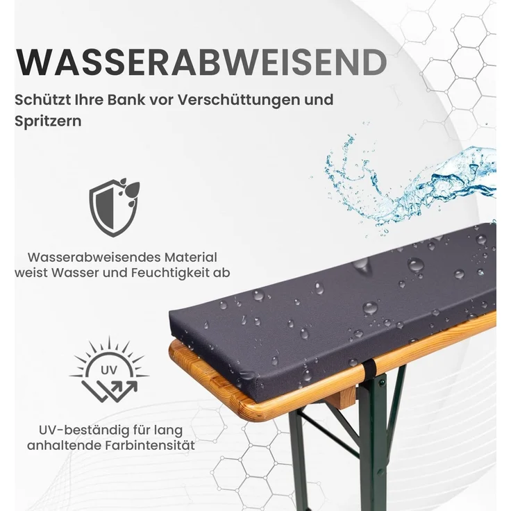 TexDeko Bankauflage Bierbankauflage 170cm 4,2cm XL mit Polsterung zum selber Aufziehen, (1 St), Variante: nach Wahl, Top Qualität – Bild 3