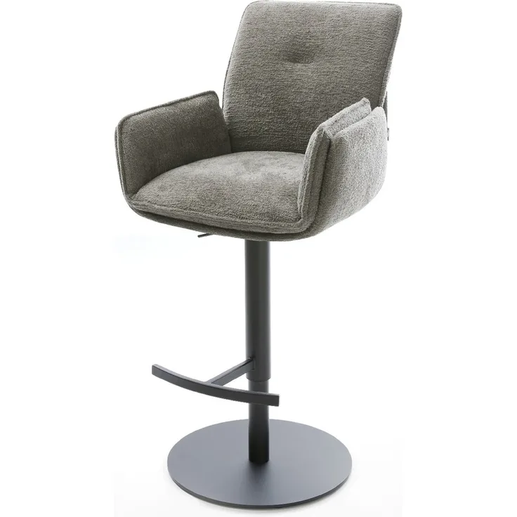 Barstuhl Nela-Flex Bouclé Soft Schlamm Drehfuß höhenverstellbar Metall Schwarz
