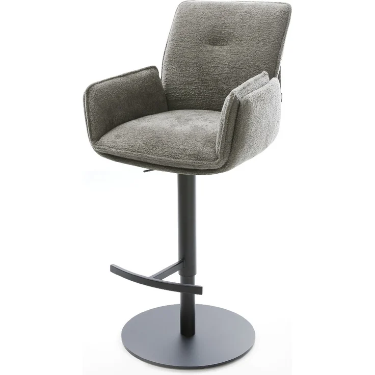 Barstuhl Nela-Flex Bouclé Soft Schlamm Drehfuß höhenverstellbar Metall Schwarz – Bild 1