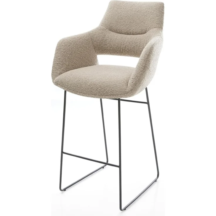 Barstuhl Yago-Flex Bouclé Schlamm Kufengestell Metall Schwarz Taschenfederkern – Bild 2