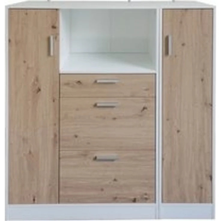 HTI-Line Küchenbuffet Küchenschrank Kombi L und S Blanca (Set, 2-St, 1x Küchenschrank Kombi L Blanca, 1x Küchenschrank Kombi S Blanca) Küchenbuffet Mehrzweckschrank Mikrowellenschrank – Bild 5