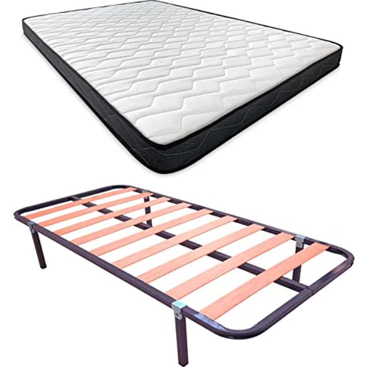 Somnia Descanso - Komplettes Bett mit Matratze Versailles (Winter/Sommer) + Basic Lattenrost + 4 Füße, 105 x 190 cm – Bild 1