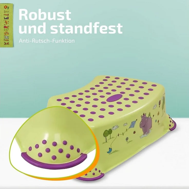 KiNDERWELT Premium Tritthocker stabiler Hocker grün für Kinder mit Anti-Rutsch-Funktion – Bild 2