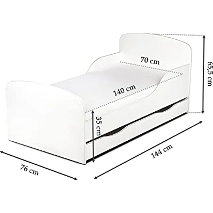 Leomark Kinderbett 70x140 cm, Einhorn, mit Matratze, Schublade und Lattenrost – Bild 9