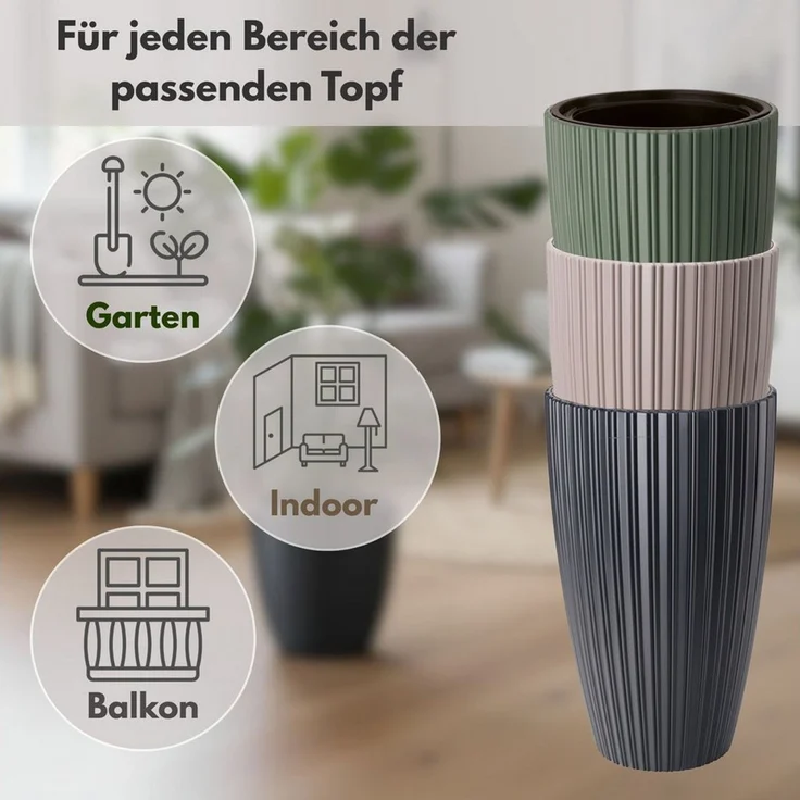 matches21 HOME & HOBBY Blumentopf Großer Outdoor Blumentopf ZENTO taupe in 29x32 cm (1 St), Runder innen, außen Pflanztopf als wetterfester Pflanzen-Topf – Bild 2