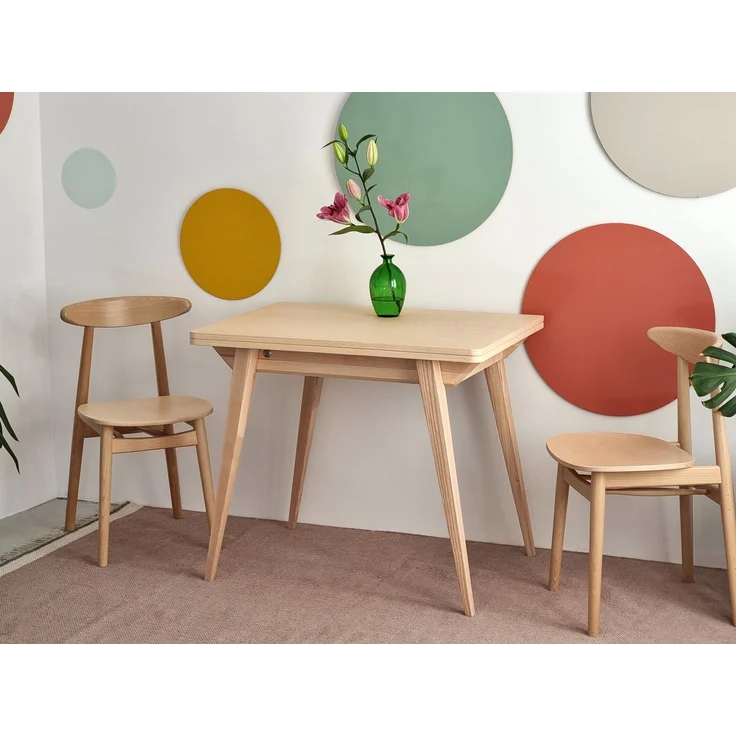 Ragaba rechteckiger ausziehbarer Tisch, MDF & Massives Eschenholz, 90x65 cm, Esche natur, Esche natur – Bild 2