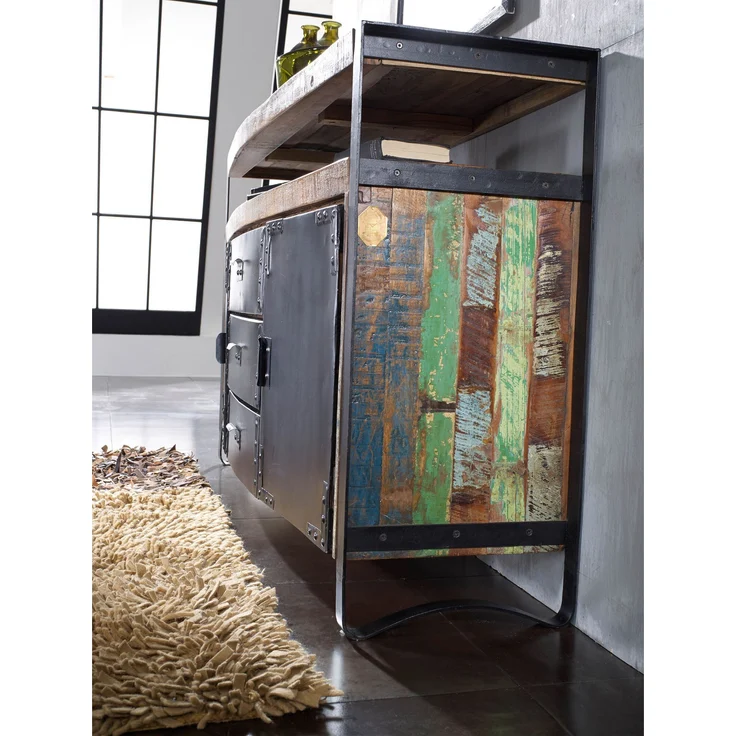 Sideboard Altholz 150x43x90 mehrfarbig lackiert INDUSTRIAL #06 – Bild 3