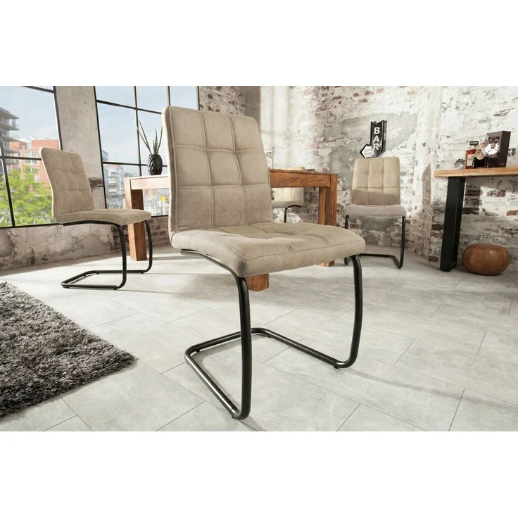 riess-ambiente Freischwinger MODENA vintage beige/schwarz - Microfaser, Metall, Ziersteppung (Einzelartikel, 1 St), pflegeleichter Retro-Sitz - ideal für Wohn- und Esszimmer oder Küche – Bild 4