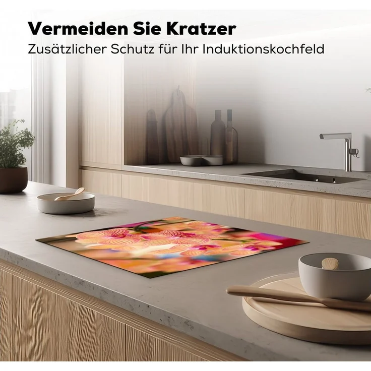 MuchoWow Herd-Abdeckplatte Pflanze - Orchidee - Blumen - Rosa - Flora, Vinyl, (1 tlg), Ceranfeldabdeckung Küche, Herdabdeckplatte Einteilig, 59x51 cm – Bild 3