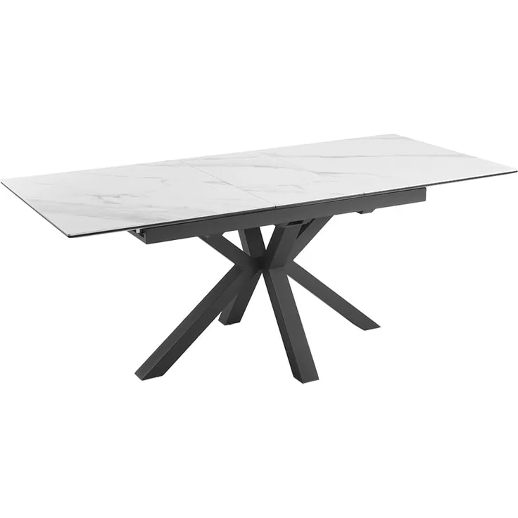 riess-ambiente Esstisch ETERNITY 160-200cm weiß/schwarz – Keramik, Marmor-Look, Metallgestell (Einzelartikel, 1-St), Sterngestell & ausziehbar für Flexibilität – ideal bis zu 8 Personen – Bild 1