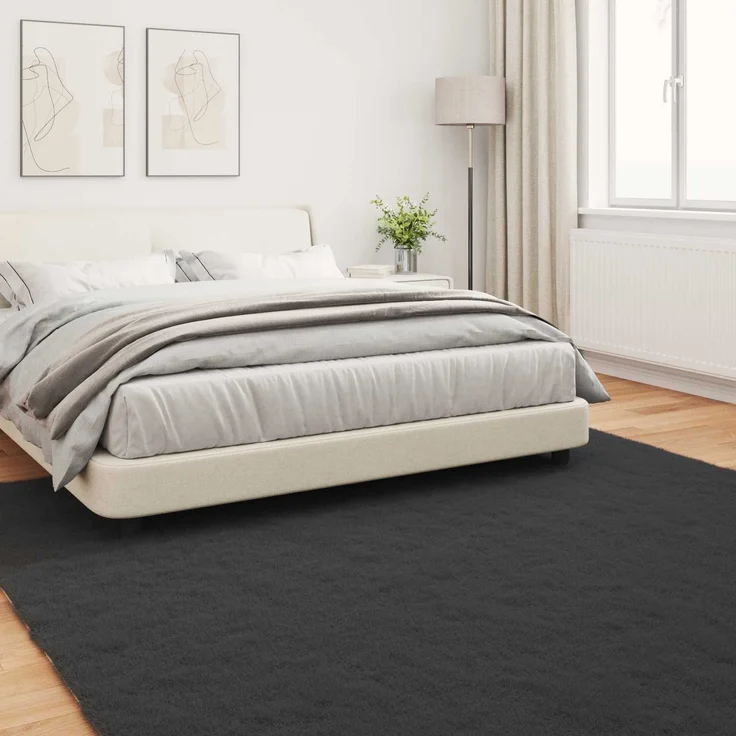 vidaXL Rutschfester Kunstfellteppich Olite Schwarz 200 x 200 cm 42021731 – Bild 3