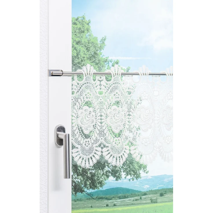Scheibengardine Plauener Spitze - Blumenspitze #1W (BxH) 147cm x 32cm beige – Bild 4