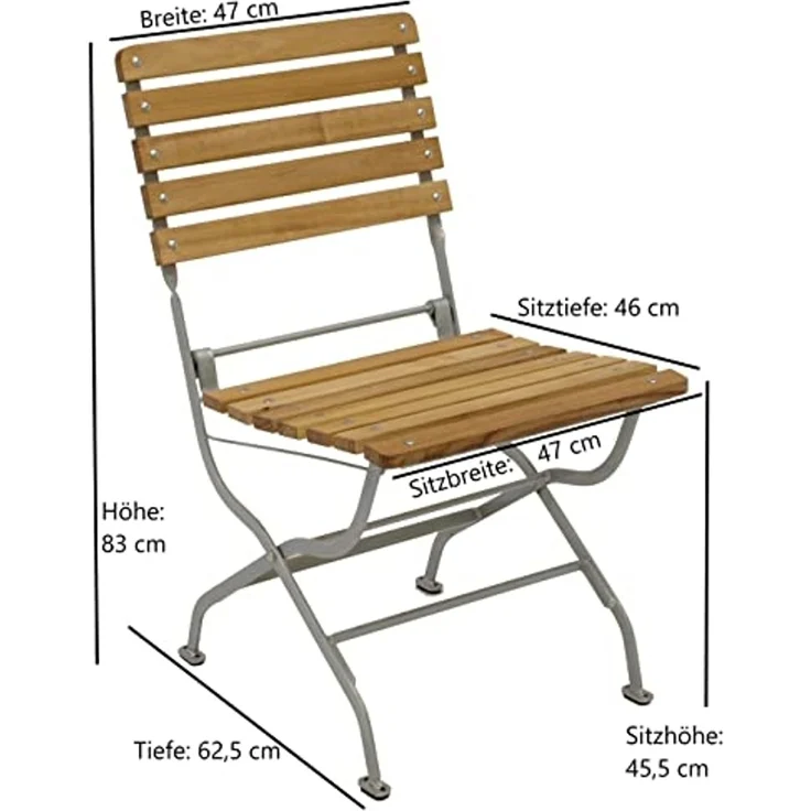 DEGAMO PASSAU Garnitur 3-teilig, Metall + Robinie, verzinkt/natur, Tisch 77cm rund – Bild 7