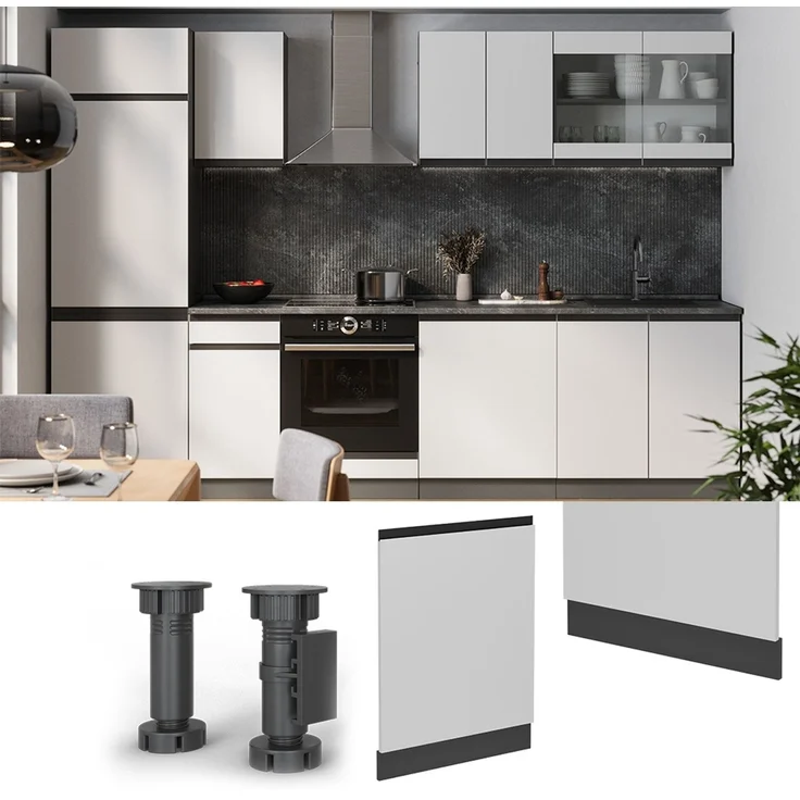 Geschirrspülblende R-Line Weiß 60 cm J-Shape ohne Arbeitsplatte Vicco – Bild 4