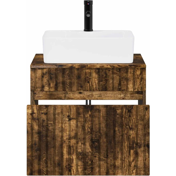 vidaXL Waschbeckenschrank Geräucherte Eiche 59 x 44,5 x 50 cm 3404295 – Bild 3