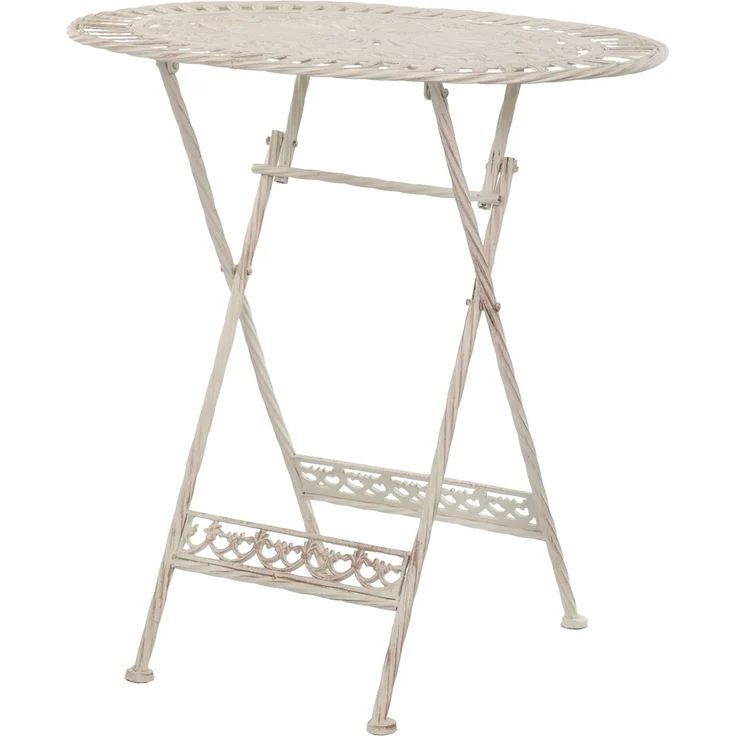 Moritz Bistro Set Tisch oval + 2 Stühle weiß antik 3-teilig Sitzgruppe Balkonmöbel Gartendeko Set Bistrotisch Bistrostühle aus Gusseisen – Bild 4