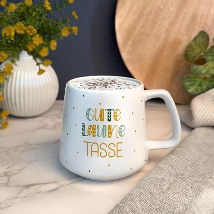 GRUSS & CO Tasse konisch "Gute Laune Tasse" | Steinzeug, 43 cl, mehrfarbig | Geschenk Freunde | 48446 – Bild 3