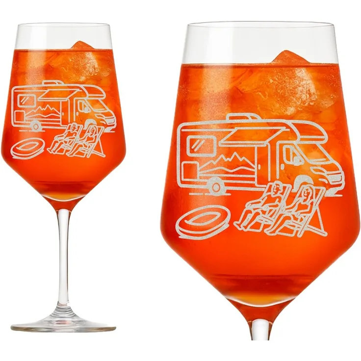 eXODA Weinglas Gravur Camper 350ml spülmaschinenfest für Weinliebhaber, 1-tlg, Glas, Atemberaubende Darstellung
