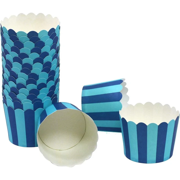 Frau WUNDERVoll Muffinform Muffin Backformen, klein Durchmesser 5 cm, blau mit hellblauen Streife, (50-tlg)