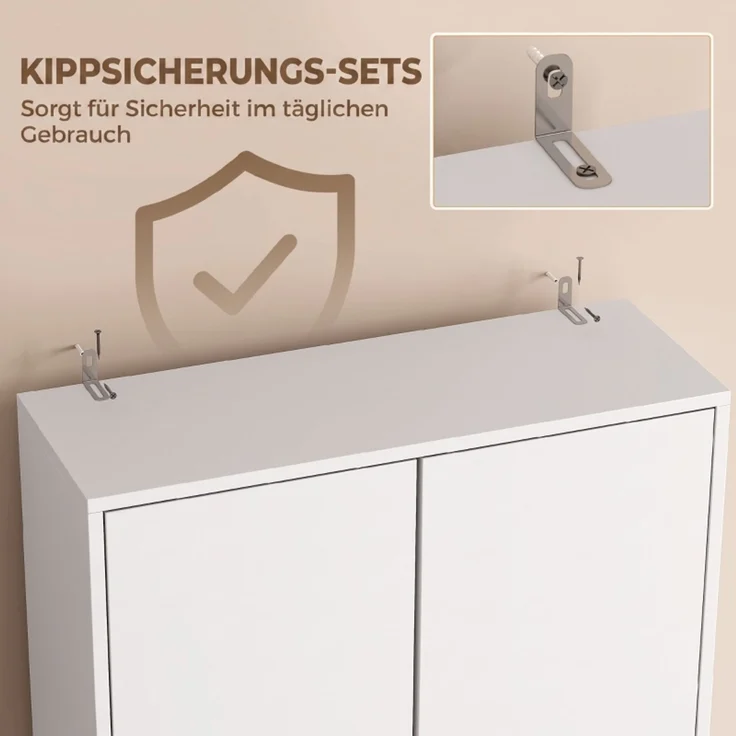 Waschmaschinen-Überbauschrank, hoher Badezimmerschrank mit 2 Türen und offenem Fach, 66 x 24 x 191 cm, Weiß--Weiß--66x24x191cm--YOUDENOVA – Bild 5