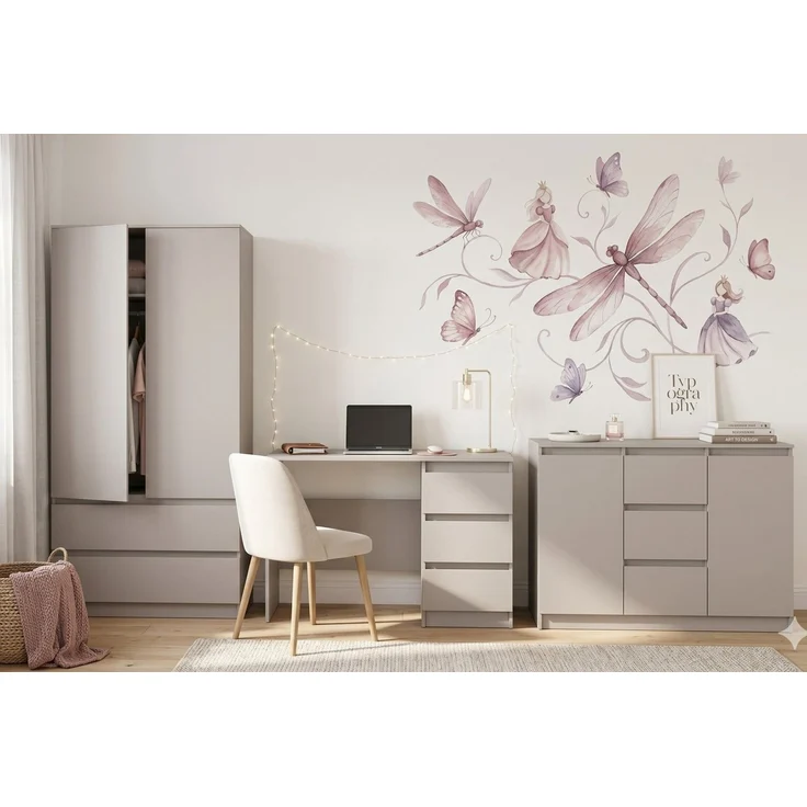 Deine Möbel 24 Schreibtisch SIMO 06, weiß / kaschmir, 110 cm breit, mit 3 Schubladen (SIMO - Kollektion, 1-St, ideal für Arbeitszimmer, Kinder- & Jugendzimmer), Kinderschreibtisch – Bild 1