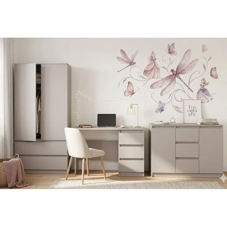 Deine Möbel 24 Schreibtisch SIMO 06, weiß / kaschmir, 110 cm breit, mit 3 Schubladen (SIMO - Kollektion, 1-St, ideal für Arbeitszimmer, Kinder- & Jugendzimmer), Kinderschreibtisch
