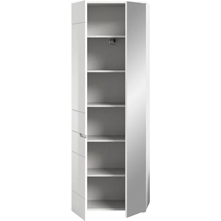 xonox. home Garderobe Solero X7WA9613 Garderobenschrank Flurschrank in Weiß Nachbildung und weiß Hochglanz tiefzieh, ca. B/H/T: 68 x 193 x 37 cm – Bild 6