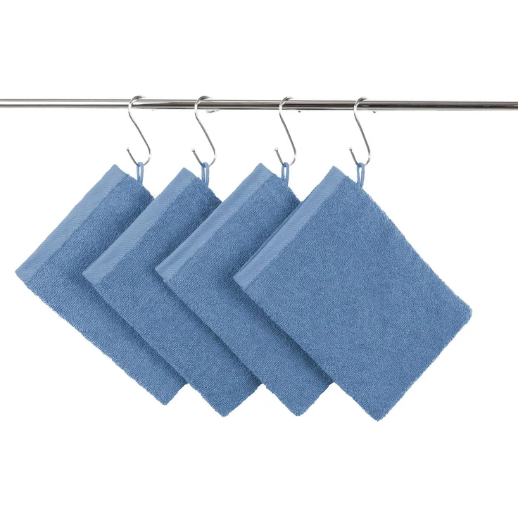 ZOLLNER 10er Set Waschlappen aus Baumwolle, 16x21 cm, blau – Bild 2