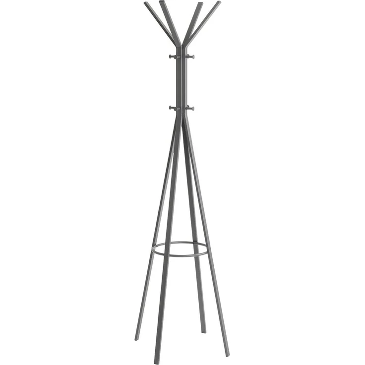 Haku Garderobenständer mit 12 Metallhaken, grau pulverbeschichtetes Stahlrohr, modernes freistehendes Design, H 175 cm, Ø 54 cm – Bild 1