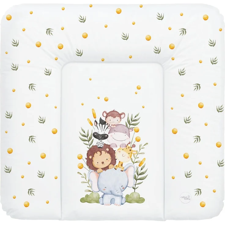 Ceba Baby Wickelauflage – Wickelauflage für Neugeborene weich – Kissen Wickelauflage waschbar für Mädchen und Jungen – wasserdicht – 75x72 cm – Happy Safari