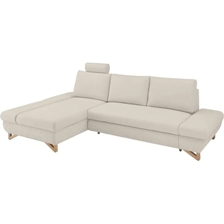 Ecksofa Skalm in Creme mit Bettfunktion 284 cm