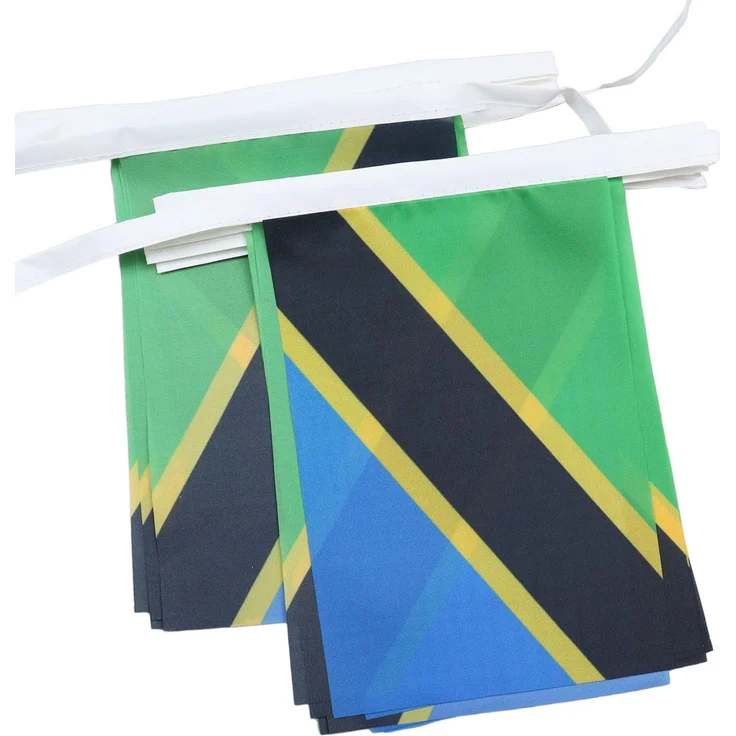 AZ FLAG - Fahnenkette Tansania 6 Meter Mit 20 Flaggen - 21x14 cm - Tansanische Girlande Flaggenkette 14x21 Cm
