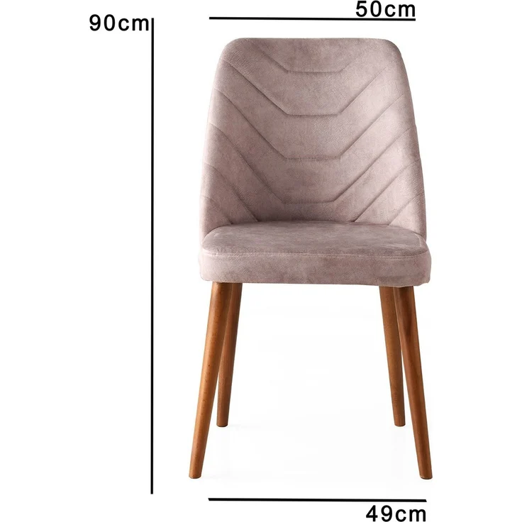 Skye Decor 'Dallas 555 V4' Stuhlset (4-teilig), Walnuss / Beige, 50 x 90 x 49 cm – Bild 4