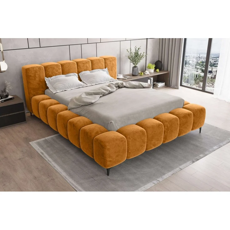 99rooms Cozy Polsterbett 180x200 cm Chenille APHRODITE Gold – Bild 2