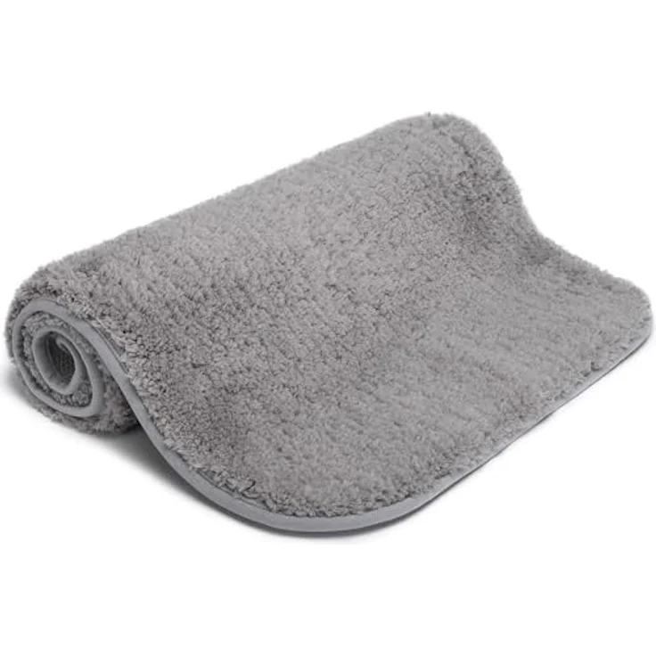 Good Nite Badematte, grau, Badezimmerteppich, Badezimmer-Fußmatten, 50x80 cm, Luxus-Badematte, Badezimmerteppich, maschinenwaschbar, saugfähig, extra weich – Bild 2