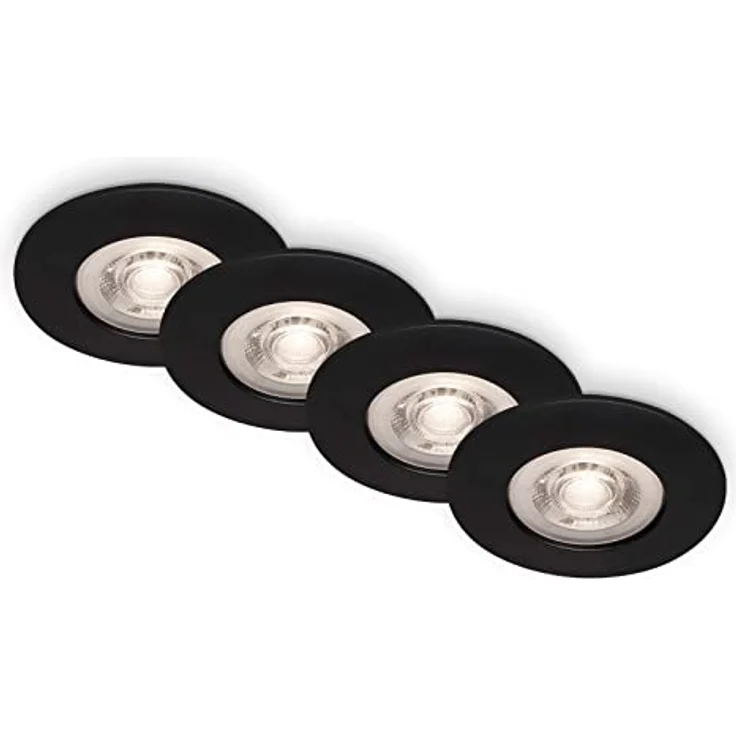 BRILONER Leuchten - 4er Set Einbauleuchten Decke, Dimmbar, LED Einbaulampen ultraflach, Einbaustrahler Bad, Badeinbaustrahler IP44, Schwarz-Matt, 90x25 mm (DxH) – Bild 2