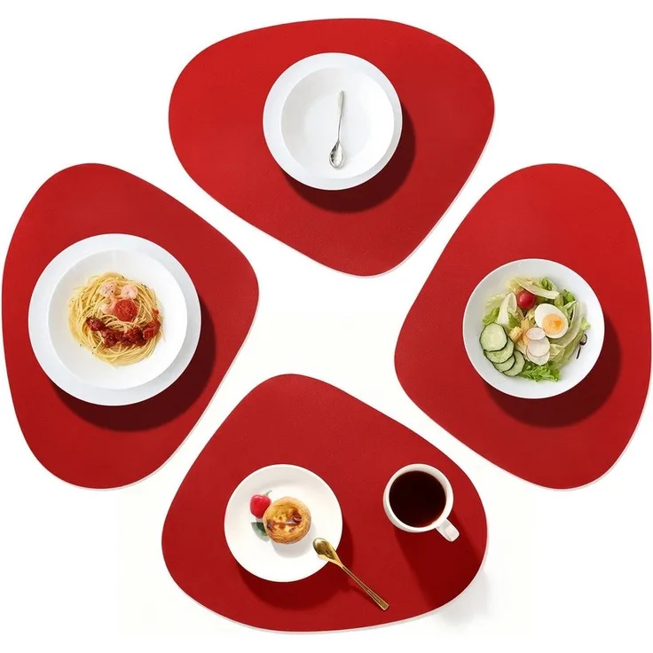 ANYSUN Platzset Tischset Tischmatte Kunstleder, abwischbar wasserdicht Anti-Rutsch, (Set, 4 Untersetzer), ideal als Untersetzeroder Dekoration, fùrden Innen- und AuBenbereich