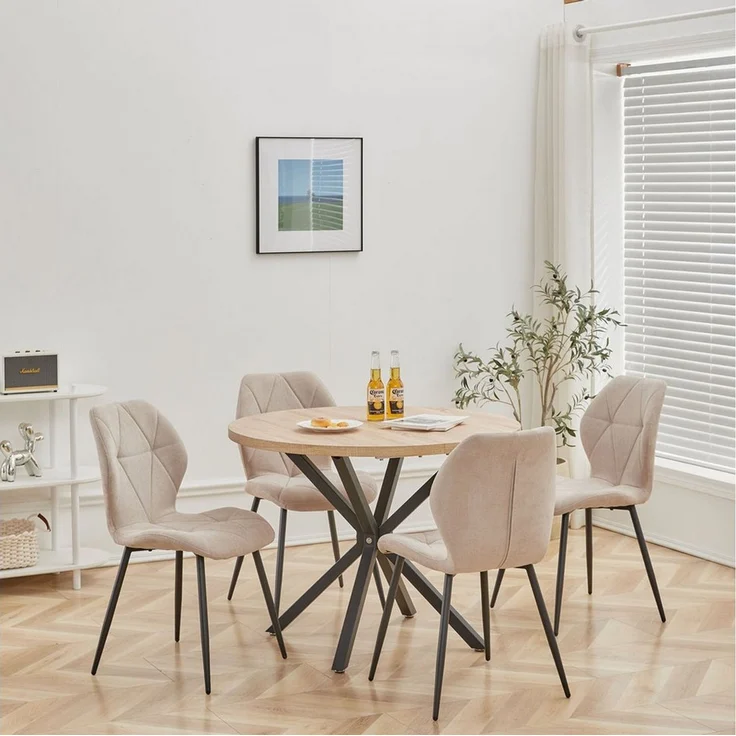 GrandCA HOME Esszimmerstuhl 4er-Set Esszimmerstühle, Küchenstuhl im skandinavischen Stil (4 St), 48 x 45.5 x 84 cm, Beige – Bild 2