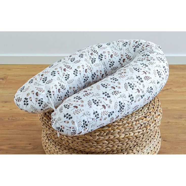 Loolay Seitenschläferkissen M/L oder L/XL BLUMEN Schwangerschaftskissen Kissen für Schlafen, MUSTER: BLUMENWIESE Braun, Blau, Rosa, Gelb WEICH Füllung + 100% BIO-Baumwolle Kissenbezug, 170 o. 190 cm Stillkissen + Bezug Reißverschluss! Dekokissen Gesche...
