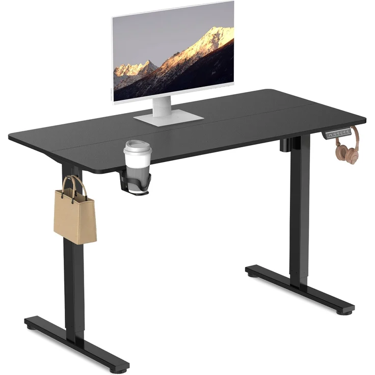 Botifly Elektrisch Höhenverstellbarer Schreibtisch 120x60 cm, Stehpult mit 3 Speicherfunktionen & Antikollisionsfunktion, 70-116cm Verstellbar, 80 kg Belastbar, Schwarz – Bild 1